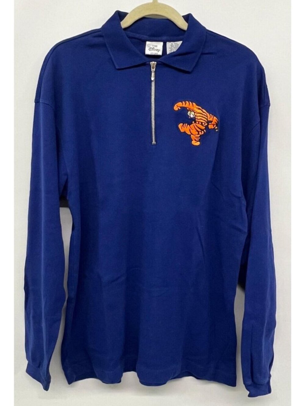 Vintage The Disney Store Size L 1/4 Zip Pullover Sweatshirt Blue Tigger